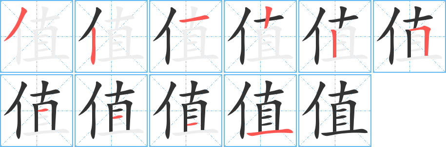 值字笔画写法