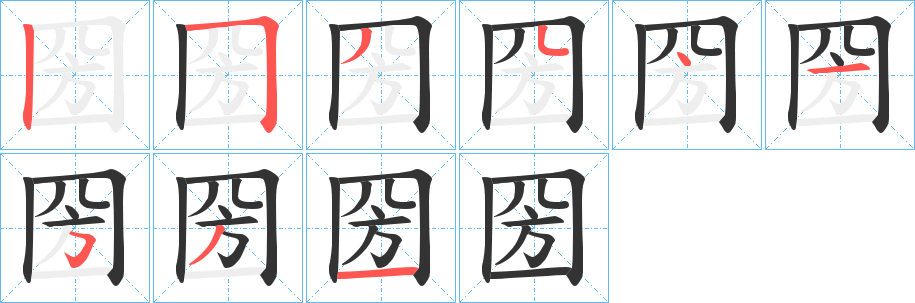 圀字笔画写法