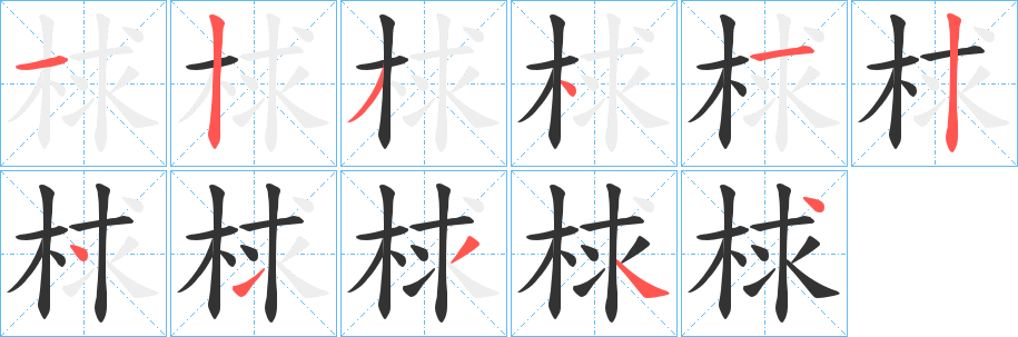 梂字笔画写法