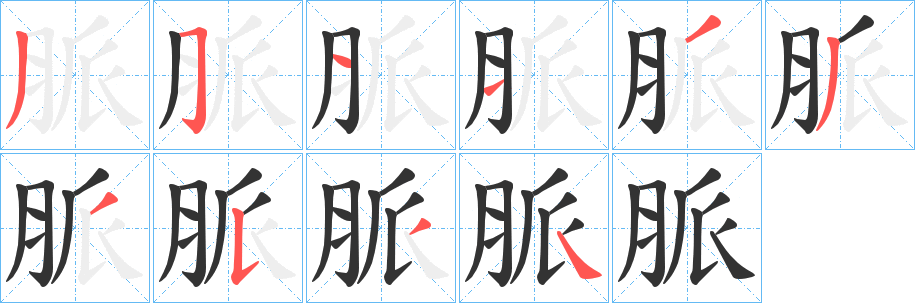 脈字笔画写法