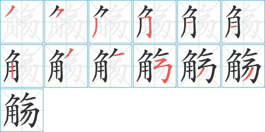 觞字笔画写法