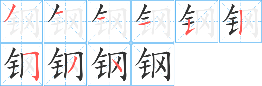 钢字笔画写法