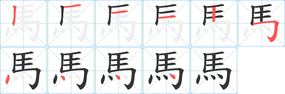 馬字笔画写法