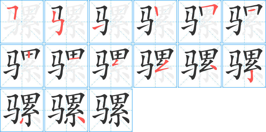 骡字笔画写法